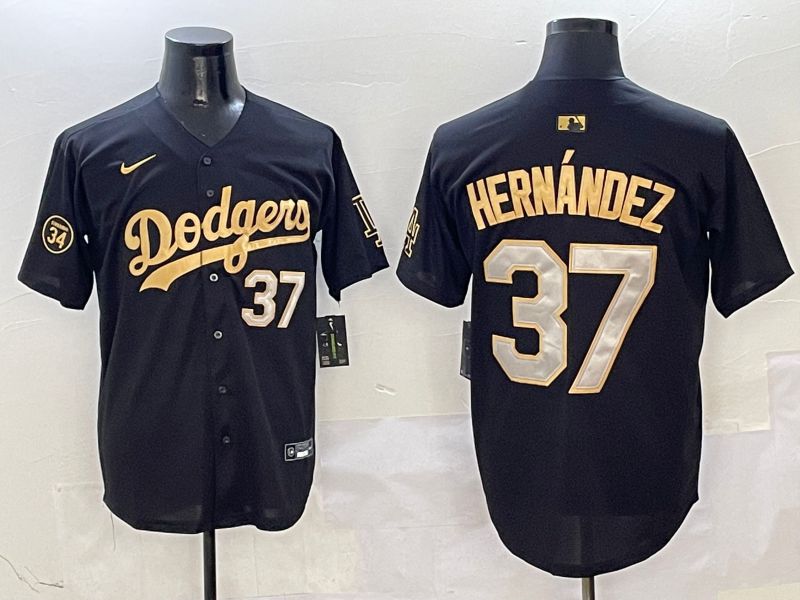 Men Los Angeles Dodgers #37 Hernandez Black Gold Game Nike 2025 MLB Jersey style 2->los angeles dodgers->MLB Jersey